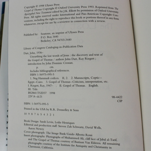 Unearthing the Lost Words of Jesus HC Book by John Dart & Ray Riegert 1998