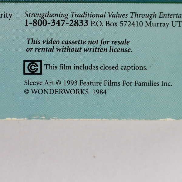 Words By Heart 1984 Film 1993 VHS Feature Films For Families - Good Condition