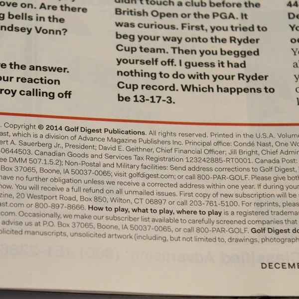 Lot Of 3 Golf Digest Magazines September November December 2014