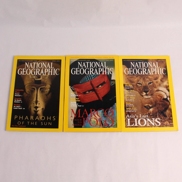 Lot of 3 Vintage 2001 National Geographic Magazine Issues April May June