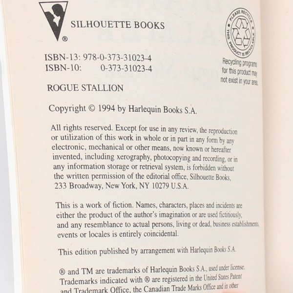 Silhouette Montana Mavericks Book #1 Rogue Stallion by Diana Palmer PB 1994