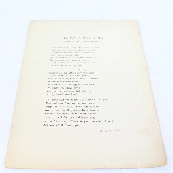 Antique Sheet Music Gypsy Love Song by Harry B. Smith Victor Herbert 1898