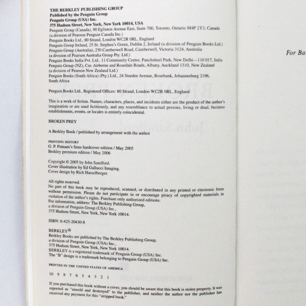 Broken Prey by John Sandford 2006 Paperback Prey Series