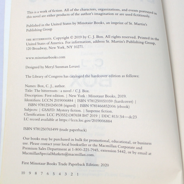 The Bitterroots by C. J. Box 2020 Paperback Minotaur Books