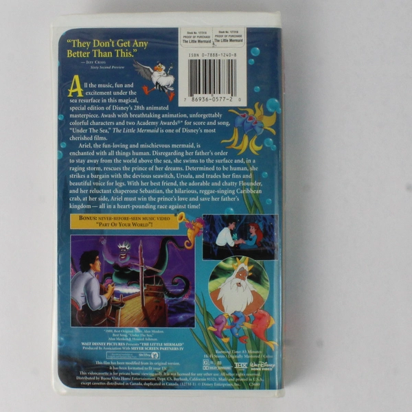 The Little Mermaid Disney Masterpiece 1989 VHS Fully Restored Special Edition
