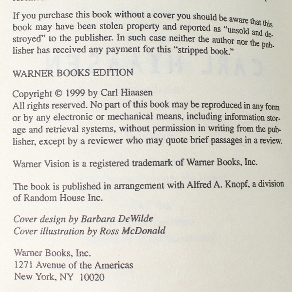 Sick Puppy by Carl Hiaasen 2001 Warner Vision Books Paperback