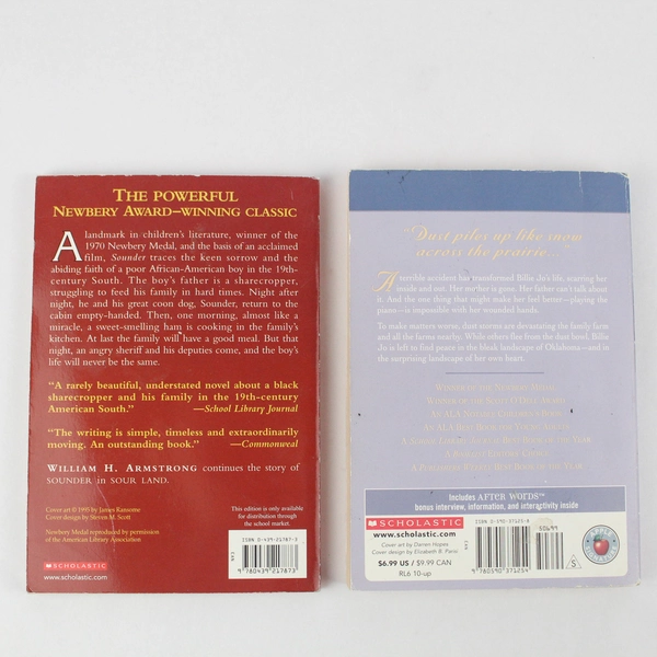 Lot of 2 Vintage Scholastic Books Sounder Out Of The Dust Paperback