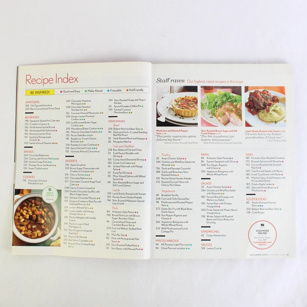 Cooking Light Magazine Double Holiday Issue December 2009