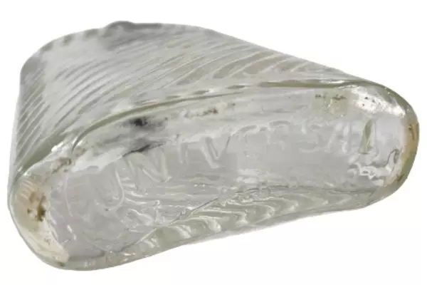 Liquor Clear Glass Hip Flask by Universal Feb 8th 1927 Metal Lid Vintage