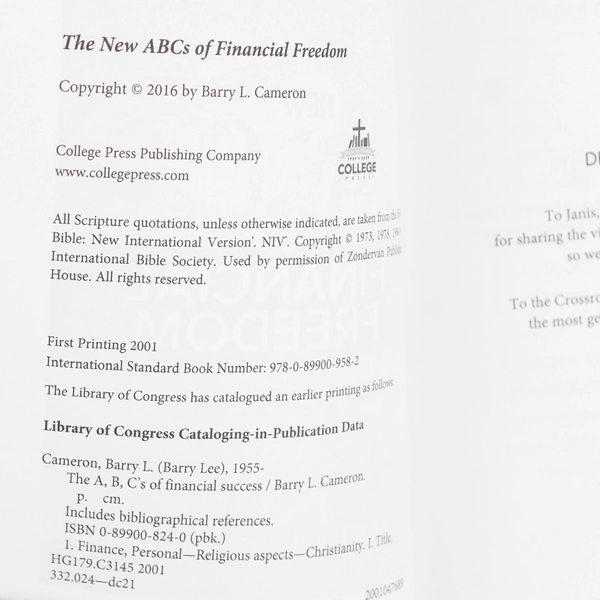 The ABC's of Financial Freedom by Barry L. Cameron 2016 Paperback