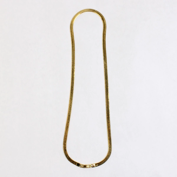 Metal Choker Necklace Gold Colored Herringbone Chain 20.5"