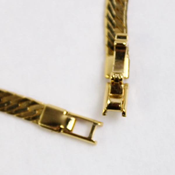 Metal Choker Necklace Gold Colored Herringbone Chain 20.5"