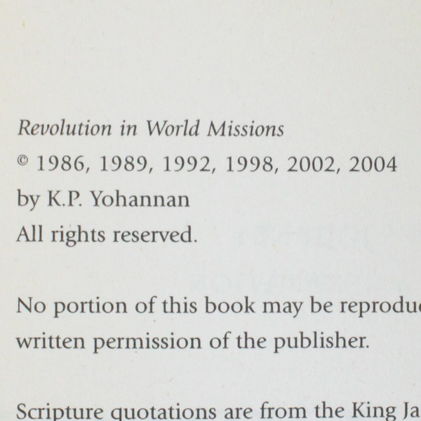 Revolution in World Missions by K. P. Yohannan 2010 Paperback