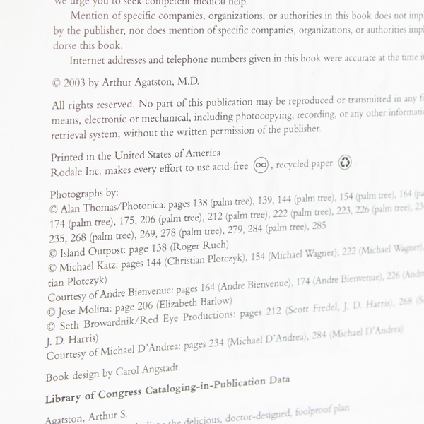 The South Beach Diet by Arthur Agatston 2003 HC DJ Fast & Healthy Weight Loss