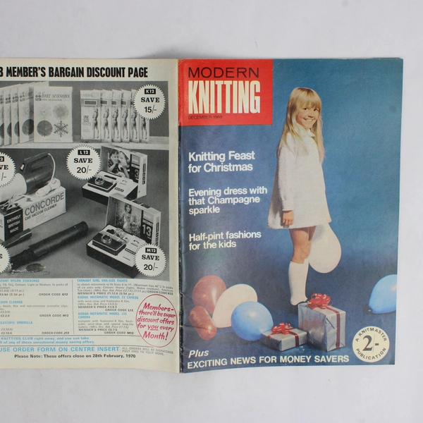 Vintage Modern Knitting Magazine Machine Knitting December 1969 Feast for X-Mas