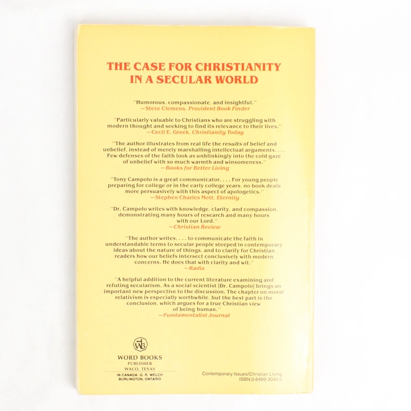 A Reasonable Faith Responding to Secularism by Anthony Campolo 1983 Paperback