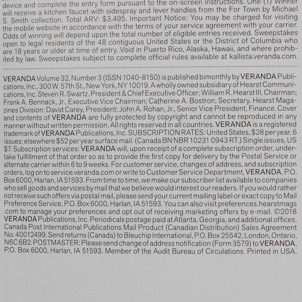 Veranda Magazine May/June 2018 Featuring Simply Chic