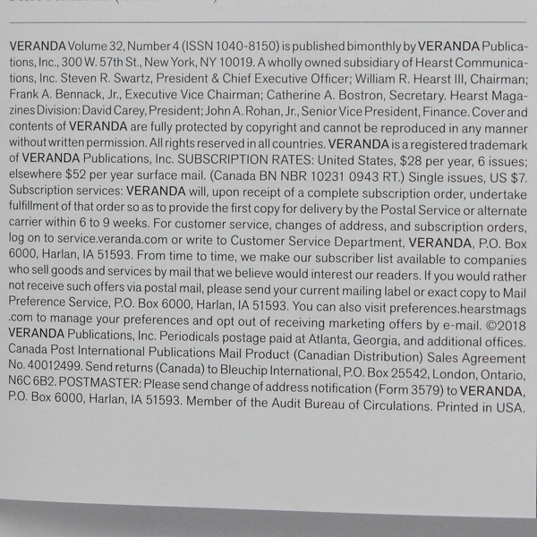 Veranda Magazine July/August 2018 Featuring Natural Beauty Indoors & Out