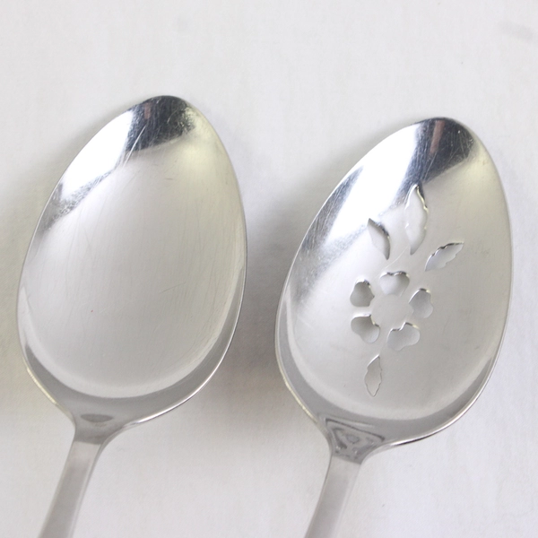 Lot of 5 Oneida Highland Rose Serving Spoons Set Stainless Steel Glossy Finish