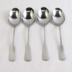 Set of 4 Oneida Plymouth Rock Oval Soup Spoons Stainless Flatware Replacements