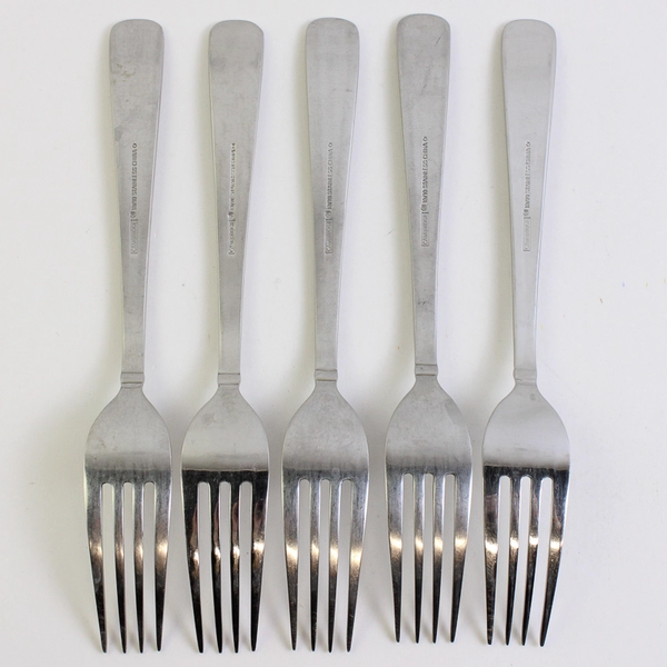Lot of 5 Cambridge Ascot Forks Stainless Steel Flatware Glossy Finish