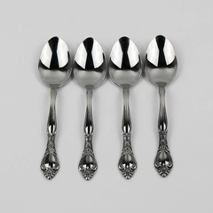 A Set of 4 Miracle Maid MMA2 Pattern Oval Soup Spoons Stainless Steel 6.75 Inch