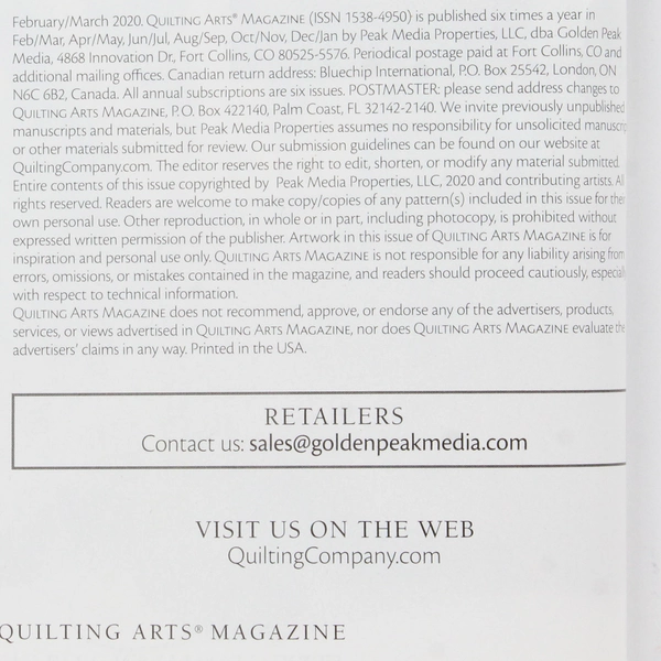 Quilting Arts Magazine February/March 2020 Issue 