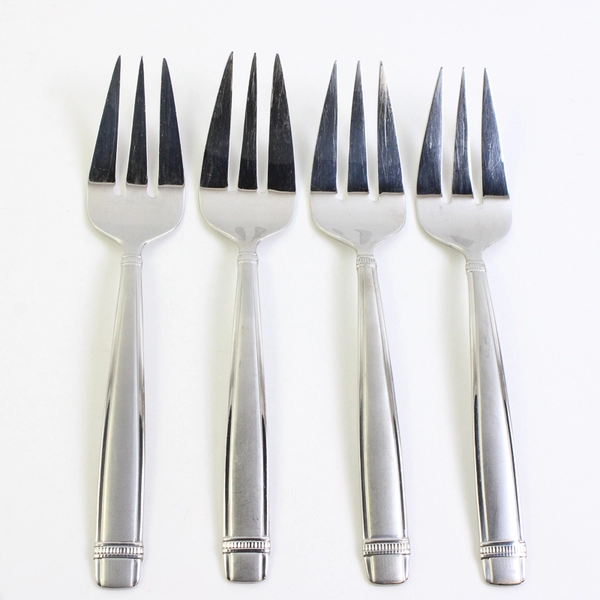 A Lot of 4 Reed & Barton 18/8 Stainless Durham-Matte Cold Meat Forks 9 Inches