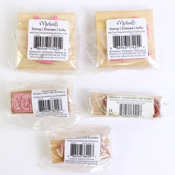 Lot of 5 Fun Rubber Stamps Wood Mounted Owls Flower Friends Handmade With Love