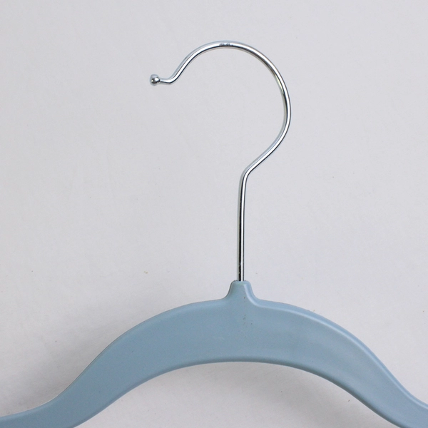 Lot of 10 Thin Blue Plastic Traditional Hangers w/ Notches Metal Hooks