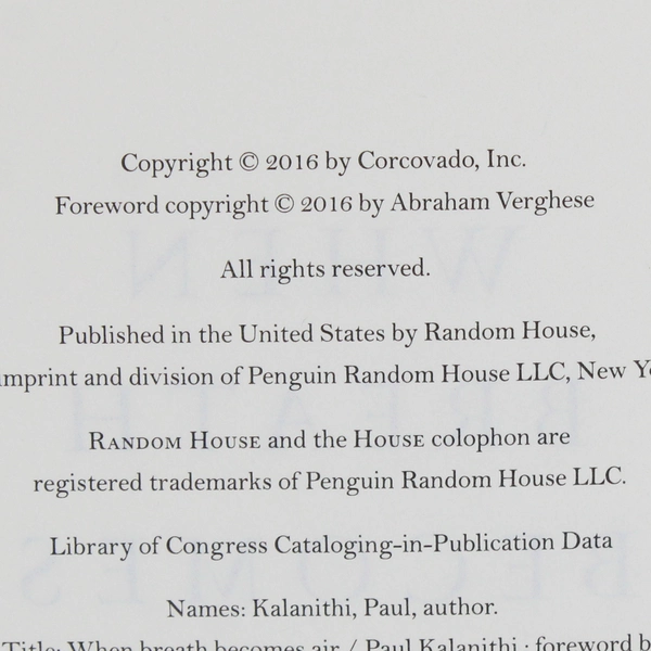 When Breath Becomes Air by Paul Kalanithi 2016 Hardcover Dust Jacket