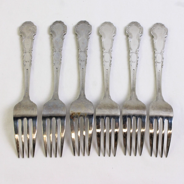 Reed & Barton Vintage Silverware Set of 6 Renaissance Salad Forks 7.25" 18/10