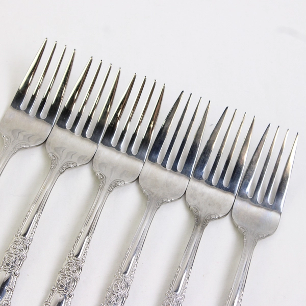 Reed & Barton Vintage Silverware Set of 6 Renaissance Salad Forks 7.25" 18/10