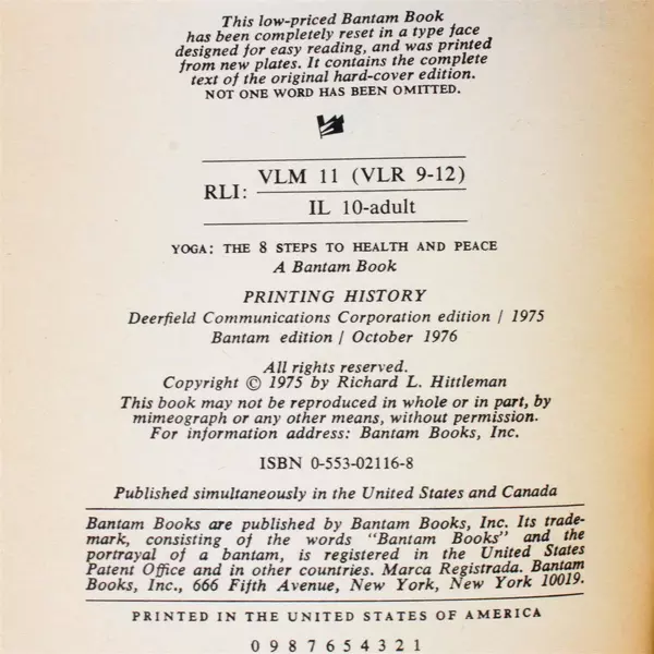 Yoga: The 8 Steps to Health and Peace by Richard Hittleman 