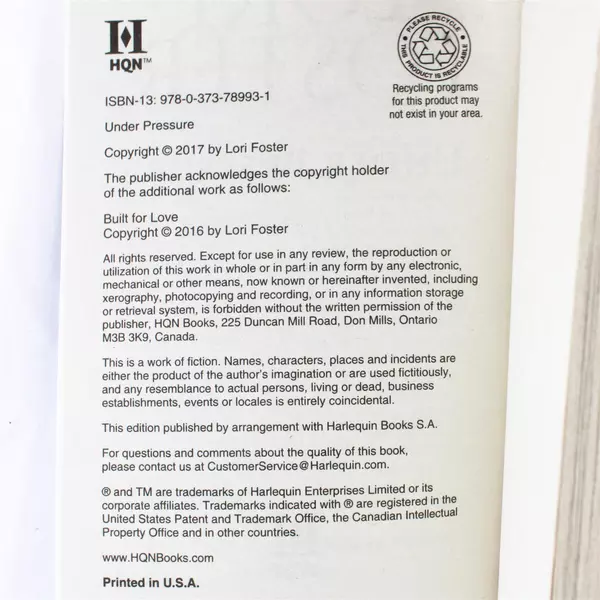 Lot of 2 Books Under Pressure & No One But You Novels Pre-Owned