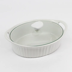 Corning Ware French White Lidded 1.5QT Oval Stoneware Casserole Dish