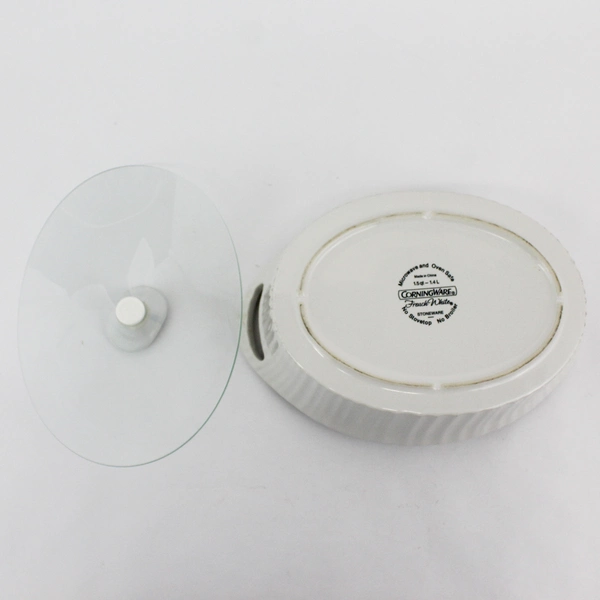 Corning Ware French White Lidded 1.5QT Oval Stoneware Casserole Dish