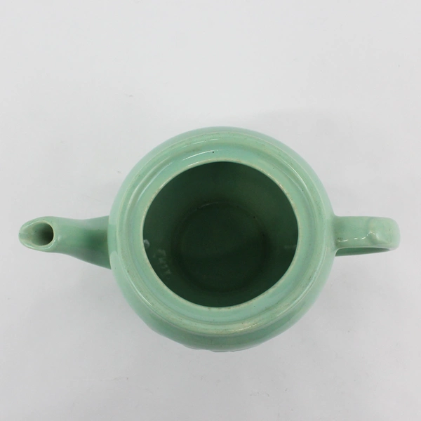 Vintage Art Pottery Mint Green Teapot With Embossed Cosmos Flower No Lid