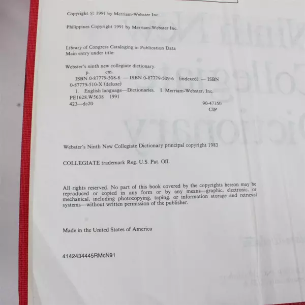 Webster’s Ninth New Collegiate Dictionary - Merriam Webster