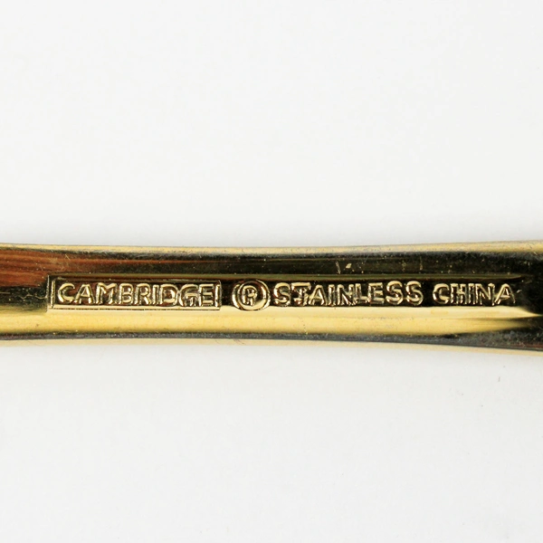 Set of 4 Cambridge Silver Stainless Tracy Pattern Gold Electroplate Dinner Forks