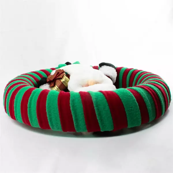 Vintage Christmas Fabric Wreath with Santa & Present