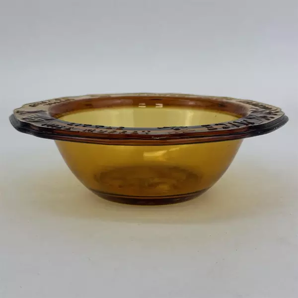 Vintage Tiara by RS Nursery Rhyme Mother Goose Amber Glass Bowl 6.25 Inch 