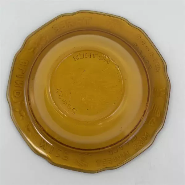 Vintage Tiara by RS Nursery Rhyme Mother Goose Amber Glass Bowl 6.25 Inch 