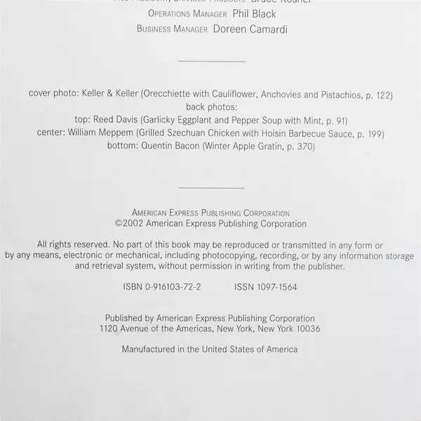 Food & Wine Magazine 2002 Cookbook Hardcover Year of Recipes