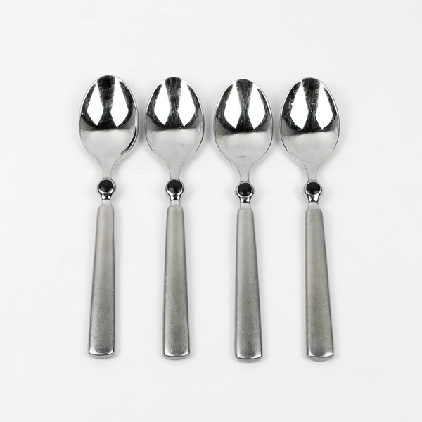 4 Cambridge Silver CBS119 18/10 Stainless Black Dot Oval Soup Spoons Very Rare