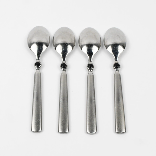 4 Cambridge Silver CBS119 18/10 Stainless Black Dot Oval Soup Spoons Very Rare