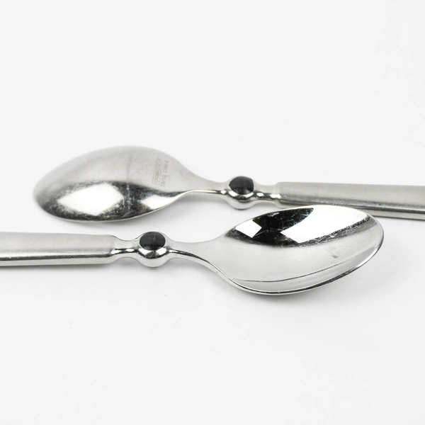 4 Cambridge Silver CBS119 18/10 Stainless Black Dot Oval Soup Spoons Very Rare