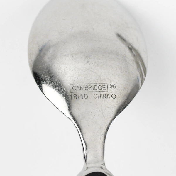 4 Cambridge Silver CBS119 18/10 Stainless Black Dot Oval Soup Spoons Very Rare