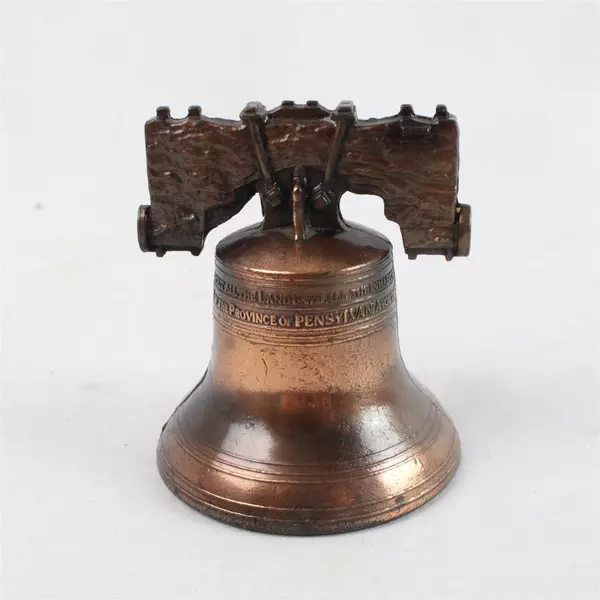 Mini Liberty Bell Souvenir Faux Copper Metal 2 3/4" Tall Collectible