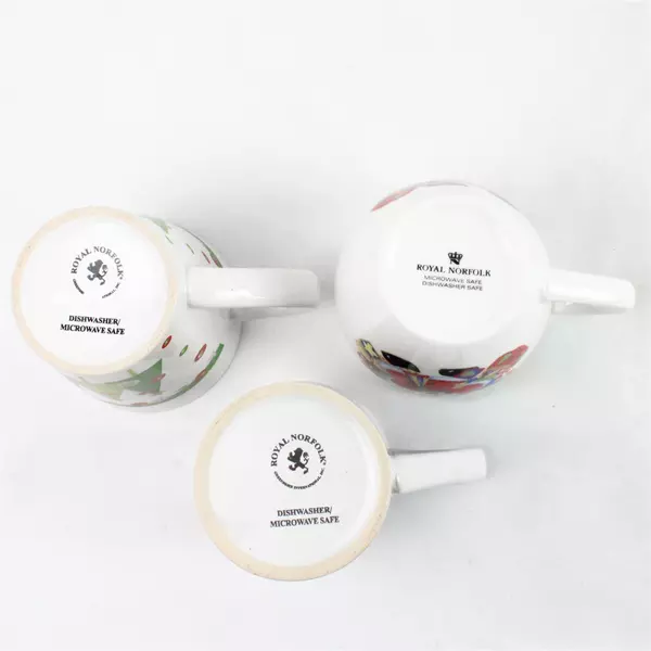 Set of 3 Royal Norfolk 12oz Christmas Coffee Mugs Ceramic Holiday